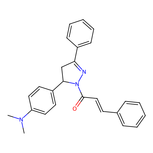(2E)-1-{5-[4-(dimethylamino)phenyl]-3-phenyl-4,5-dihydro-1H-pyrazol-1-yl}-3-phenylprop-2-en-1-one structure