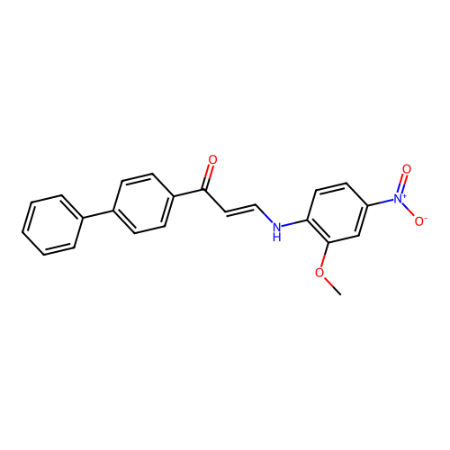 (2E)-1-(biphenyl-4-yl)-3-[(2-methoxy-4-nitrophenyl)amino]prop-2-en-1-one structure