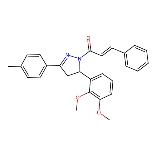 (2E)-1-[5-(2,3-dimethoxyphenyl)-3-(4-methylphenyl)-4,5-dihydro-1H-pyrazol-1-yl]-3-phenylprop-2-en-1-one structure