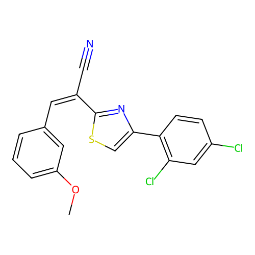 (2Z)-2-[4-(2,4-dichlorophenyl)-1,3-thiazol-2-yl]-3-(3-methoxyphenyl)prop-2-enenitrile structure