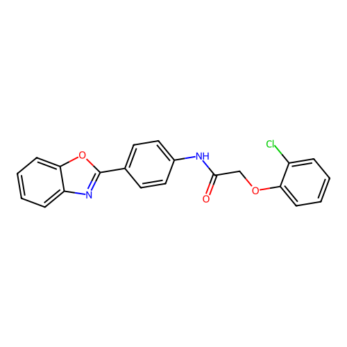N-[4-(1,3-benzoxazol-2-yl)phenyl]-2-(2-chlorophenoxy)acetamide structure