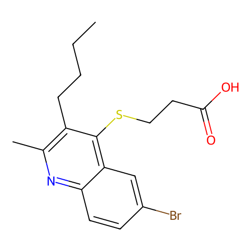 3-[(6-Bromo-3-butyl-2-methylquinolin-4-yl)sulfanyl]propanoic acid structure