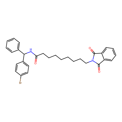 N-((4-bromophenyl)(phenyl)methyl)-9-(1,3-dioxoisoindolin-2-yl)nonanamide structure