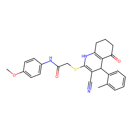 2-{[3-cyano-4-(2-methylphenyl)-5-oxo-1,4,5,6,7,8-hexahydroquinolin-2-yl]sulfanyl}-N-(4-methoxyphenyl)acetamide structure