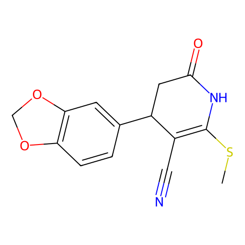 4-(1,3-benzodioxol-5-yl)-6-methylsulfanyl-2-oxo-3,4-dihydro-1H-pyridine-5-carbonitrile structure