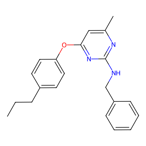N-benzyl-4-methyl-6-(4-propylphenoxy)pyrimidin-2-amine structure