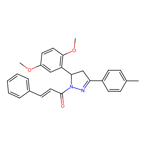 (2E)-1-[5-(2,5-dimethoxyphenyl)-3-(4-methylphenyl)-4,5-dihydro-1H-pyrazol-1-yl]-3-phenylprop-2-en-1-one structure