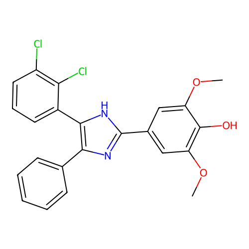 4-(4-(2,3-dichlorophenyl)-5-phenyl-1H-imidazol-2-yl)-2,6-dimethoxyphenol structure