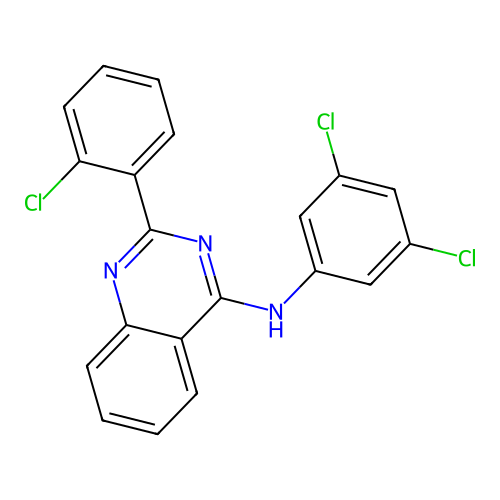 2-(2-chlorophenyl)-N-(3,5-dichlorophenyl)quinazolin-4-amine structure