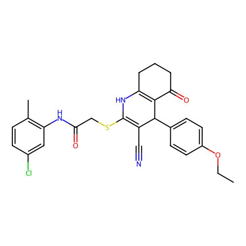 N-(5-chloro-2-methylphenyl)-2-((3-cyano-4-(4-ethoxyphenyl)-5-oxo-1,4,5,6,7,8-hexahydroquinolin-2-yl)thio)acetamide structure