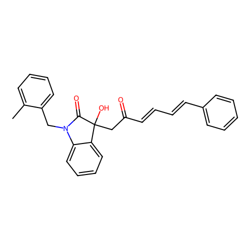 3-hydroxy-1-(2-methylbenzyl)-3-(2-oxo-6-phenyl-3,5-hexadienyl)-1,3-dihydro-2H-indol-2-one structure