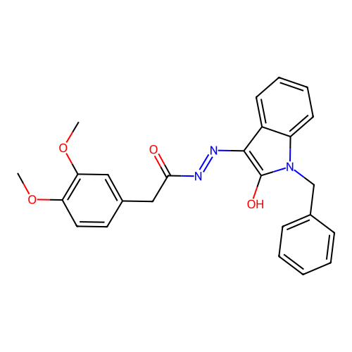N'-[(3Z)-1-benzyl-2-oxo-1,2-dihydro-3H-indol-3-ylidene]-2-(3,4-dimethoxyphenyl)acetohydrazide structure