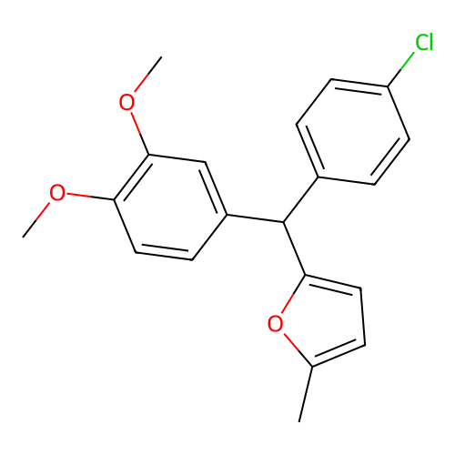 2-[(4-Chloro-phenyl)-(3,4-dimethoxy-phenyl)-methyl]-5-methyl-furan structure