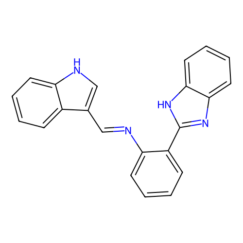 2-(1H-benzimidazol-2-yl)-N-[(E)-1H-indol-3-ylmethylidene]aniline structure