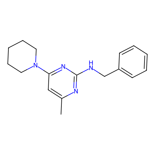 N-benzyl-4-methyl-6-piperidin-1-ylpyrimidin-2-amine structure
