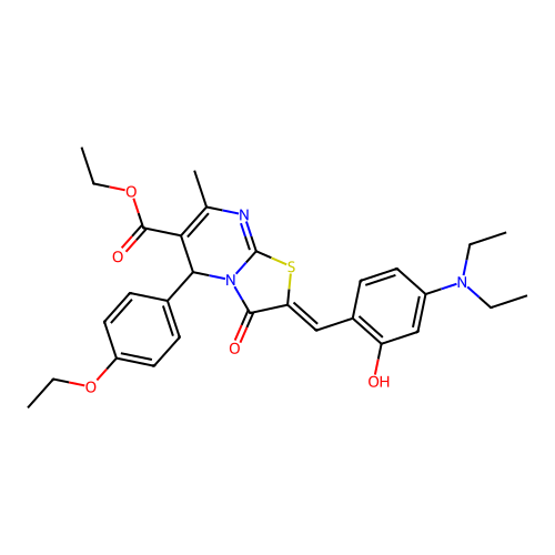 ethyl (2Z)-2-[4-(diethylamino)-2-hydroxybenzylidene]-5-(4-ethoxyphenyl)-7-methyl-3-oxo-2,3-dihydro-5H-[1,3]thiazolo[3,2-a]pyrimidine-6-carboxylate structure