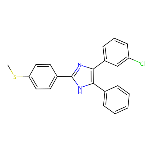 4-(3-chlorophenyl)-2-(4-(methylthio)phenyl)-5-phenyl-1H-imidazole structure