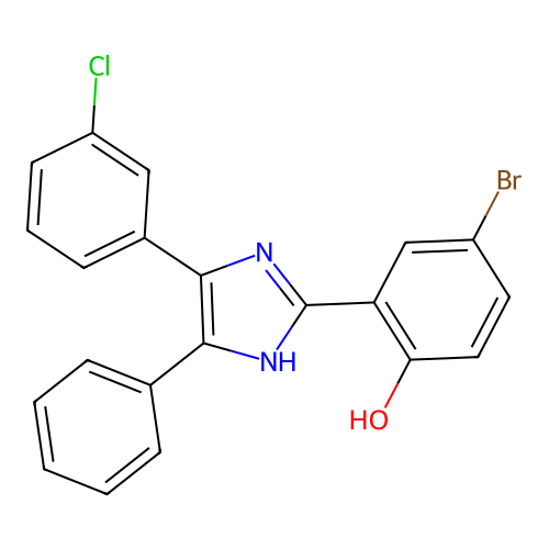 4-bromo-2-[5-(3-chlorophenyl)-4-phenyl-1H-imidazol-2-yl]phenol structure