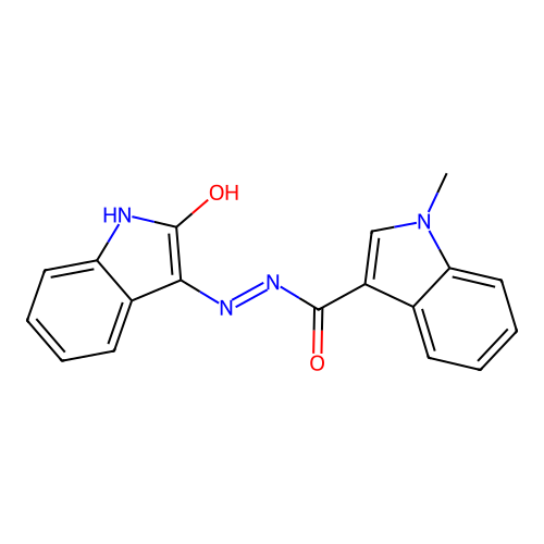 (E)-1-methyl-N'-(2-oxoindolin-3-ylidene)-1H-indole-3-carbohydrazide structure