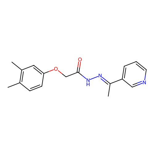 2-(3,4-dimethylphenoxy)-N'-[(1E)-1-(pyridin-3-yl)ethylidene]acetohydrazide structure