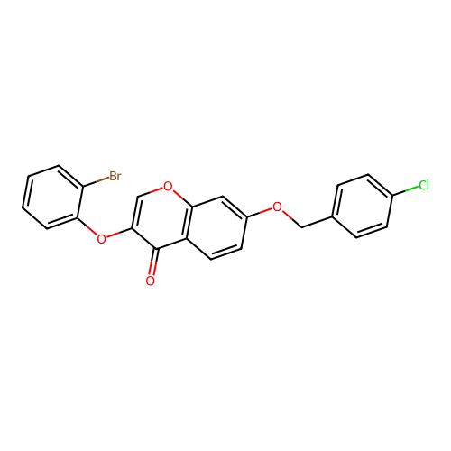 3-(2-Bromophenoxy)-7-[(4-chlorophenyl)methoxy]chromen-4-one structure