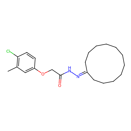 2-(4-chloro-3-methylphenoxy)-N'-cyclododecylideneacetohydrazide structure
