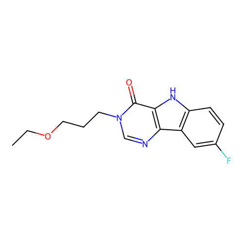 3-(3-ethoxypropyl)-8-fluoro-3H-pyrimido[5,4-b]indol-4(5H)-one structure