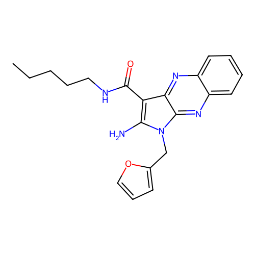 2-amino-1-(furan-2-ylmethyl)-N-pentyl-1H-pyrrolo[2,3-b]quinoxaline-3-carboxamide structure