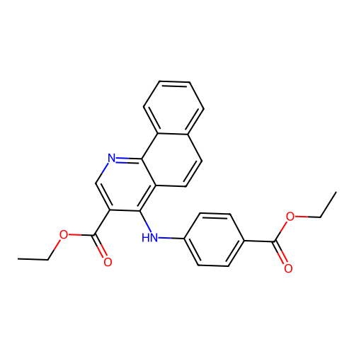 Ethyl 4-{[4-(ethoxycarbonyl)phenyl]amino}benzo[h]quinoline-3-carboxylate structure