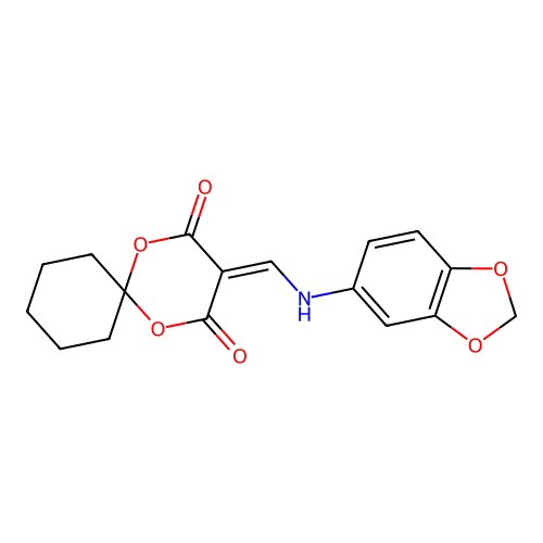3-[(1,3-Benzodioxol-5-ylamino)methylidene]-1,5-dioxaspiro[5.5]undecane-2,4-dione structure