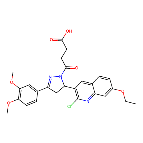 4-(5-(2-chloro-7-ethoxyquinolin-3-yl)-3-(3,4-dimethoxyphenyl)-4,5-dihydro-1H-pyrazol-1-yl)-4-oxobutanoic acid structure