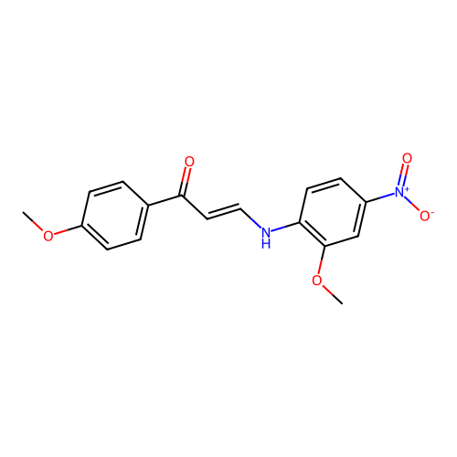 (2E)-3-[(2-methoxy-4-nitrophenyl)amino]-1-(4-methoxyphenyl)prop-2-en-1-one structure