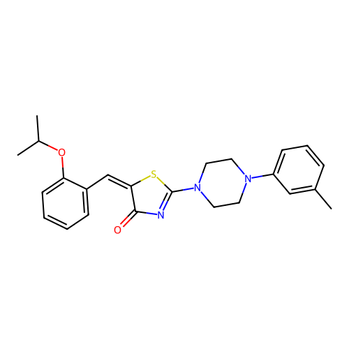 (E)-5-(2-isopropoxybenzylidene)-2-(4-(m-tolyl)piperazin-1-yl)thiazol-4(5H)-one structure