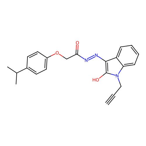 (E)-2-(4-isopropylphenoxy)-N'-(2-oxo-1-(prop-2-yn-1-yl)indolin-3-ylidene)acetohydrazide structure