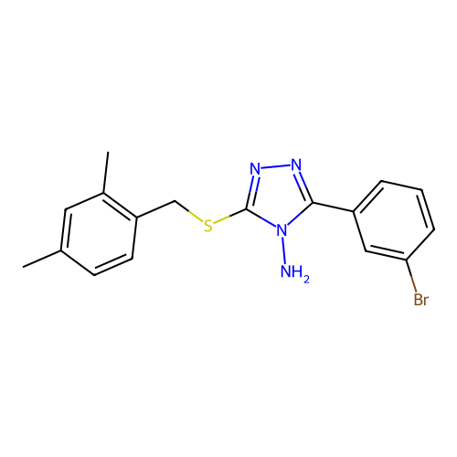 3-(3-bromophenyl)-5-[(2,4-dimethylbenzyl)sulfanyl]-4H-1,2,4-triazol-4-amine structure