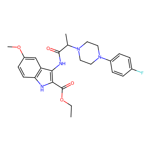 Ethyl 3-[2-[4-(4-fluorophenyl)piperazin-1-yl]propanoylamino]-5-methoxy-1H-indole-2-carboxylate structure