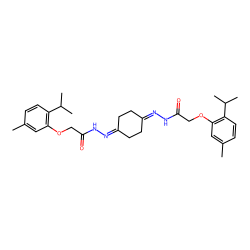 N',N''-cyclohexane-1,4-diylidenebis{2-[5-methyl-2-(propan-2-yl)phenoxy]acetohydrazide} structure
