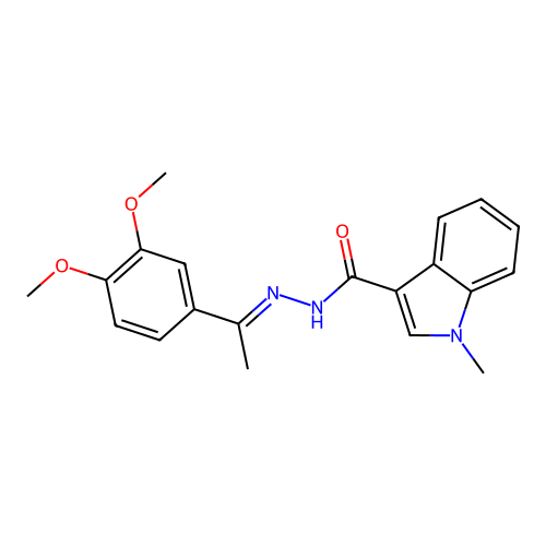 N'-[(1E)-1-(3,4-dimethoxyphenyl)ethylidene]-1-methyl-1H-indole-3-carbohydrazide structure