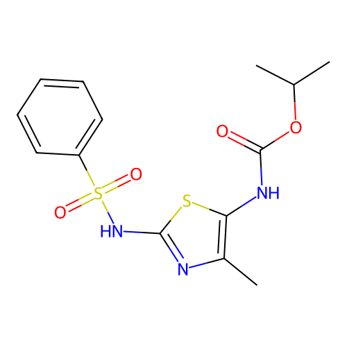 propan-2-yl N-[2-(benzenesulfonamido)-4-methyl-1,3-thiazol-5-yl]carbamate structure