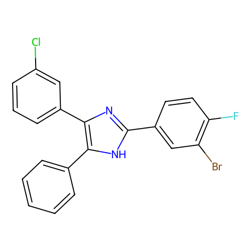 2-(3-bromo-4-fluorophenyl)-4-(3-chlorophenyl)-5-phenyl-1H-imidazole structure