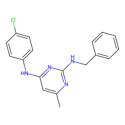 2-N-benzyl-4-N-(4-chlorophenyl)-6-methylpyrimidine-2,4-diamine structure