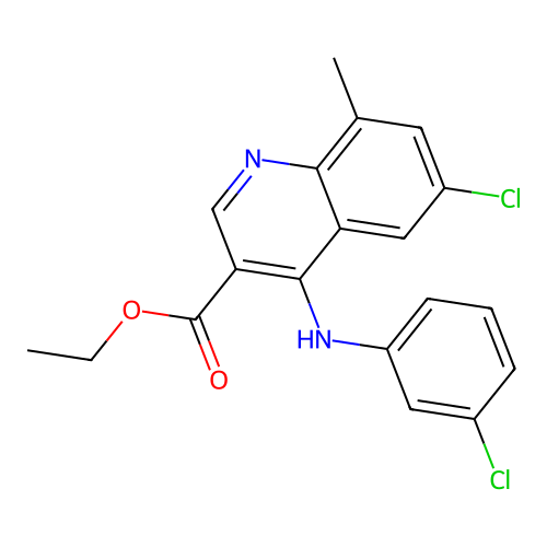Ethyl 6-chloro-4-[(3-chlorophenyl)amino]-8-methylquinoline-3-carboxylate structure