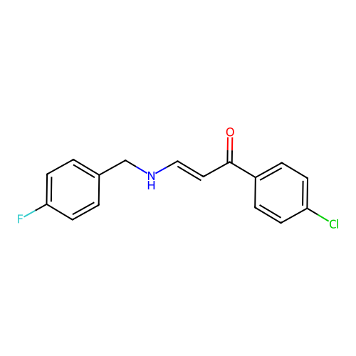 (2E)-1-(4-chlorophenyl)-3-[(4-fluorobenzyl)amino]prop-2-en-1-one structure