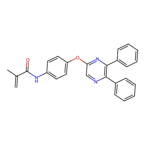 N-{4-[(5,6-diphenylpyrazin-2-yl)oxy]phenyl}-2-methylprop-2-enamide structure