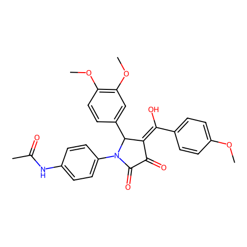 N-(4-{(3E)-2-(3,4-dimethoxyphenyl)-3-[hydroxy(4-methoxyphenyl)methylidene]-4,5-dioxopyrrolidin-1-yl}phenyl)acetamide structure