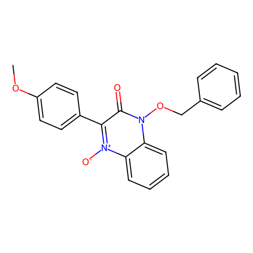 1-(benzyloxy)-3-(4-methoxyphenyl)quinoxalin-2(1H)-one 4-oxide structure
