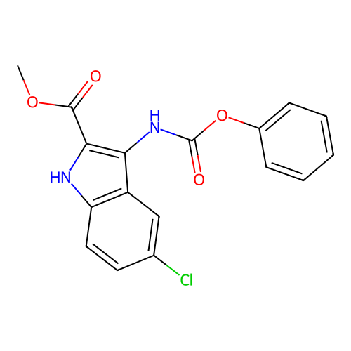 methyl 5-chloro-3-((phenoxycarbonyl)amino)-1H-indole-2-carboxylate structure