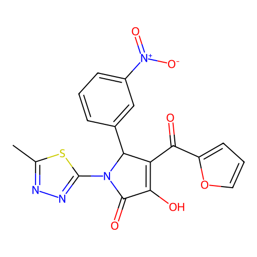 4-(2-FUROYL)-3-HYDROXY-1-(5-METHYL-1,3,4-THIADIAZOL-2-YL)-5-(3-NITROPHENYL)-1,5-DIHYDRO-2H-PYRROL-2-ONE structure