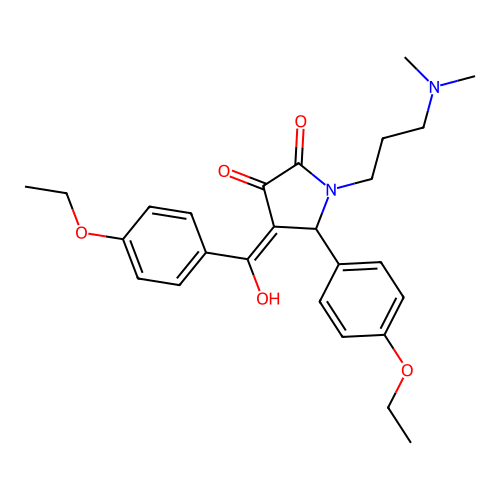 (4E)-1-[3-(dimethylamino)propyl]-5-(4-ethoxyphenyl)-4-[(4-ethoxyphenyl)-hydroxymethylidene]pyrrolidine-2,3-dione structure