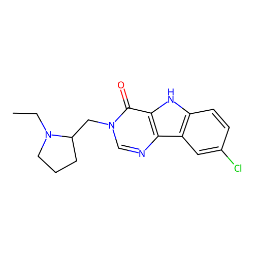 8-chloro-3-((1-ethylpyrrolidin-2-yl)methyl)-3H-pyrimido[5,4-b]indol-4(5H)-one structure